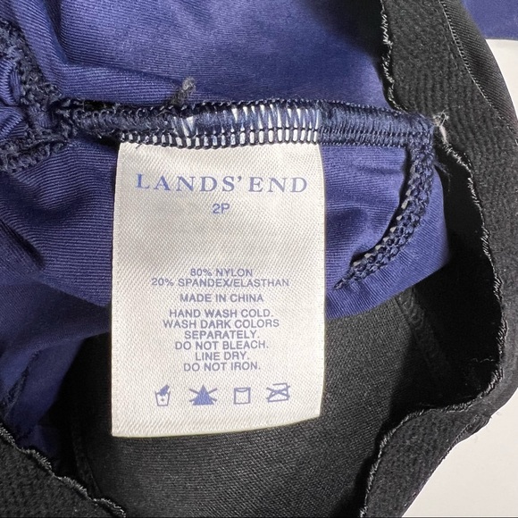 Lands' End Tie Halter Side Cinch Soft Cup Tankini Top in Blue 2P 2 Petite - Picture 3 of 7